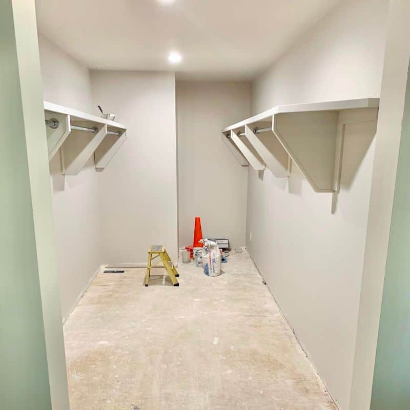 Residential drywall installation in a closet space by our company in Edmonton, showcasing our high-quality workmanship.